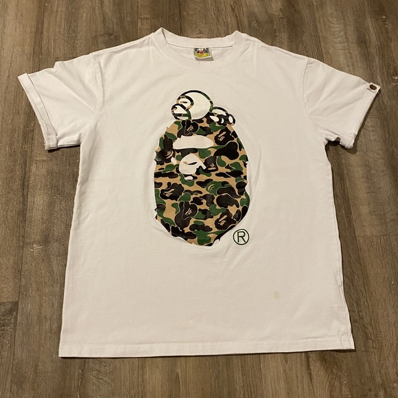 Bape White Camo Ape Head Tee - Picture 1 of 3